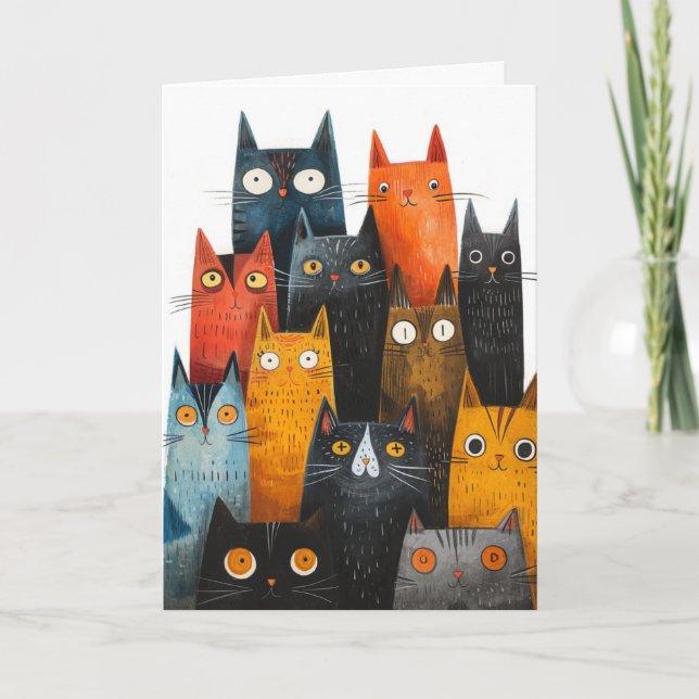Cartão de Boas Festas do Gato da Sorte (Frente)