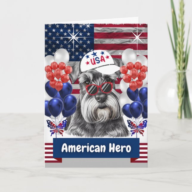 Cartão de Boas Festas do Herói Americano Schnauzer (Frente)