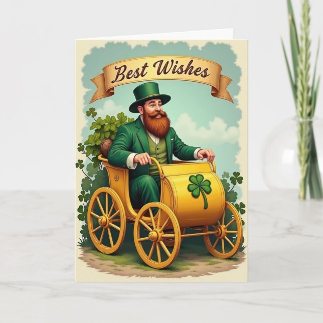 Cartão de Boas Festas do Leprechaun Sortudo (Frente)