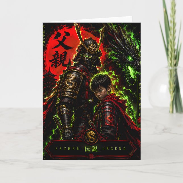 Cartão de Boas Festas do Pai Samurai Lenda (Frente)