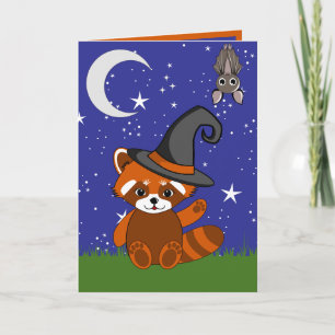 Cartão de Boas Festas do Panda Vermelho do Hallowe