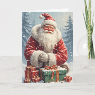 Cartão de Boas Festas do Papai Noel Dobrado