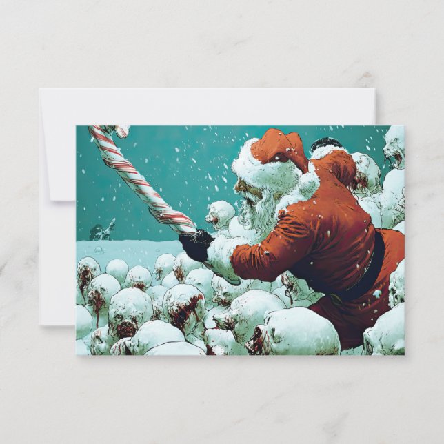 Cartão de Boas Festas do Papai Noel vs Bonecos de  (Frente)