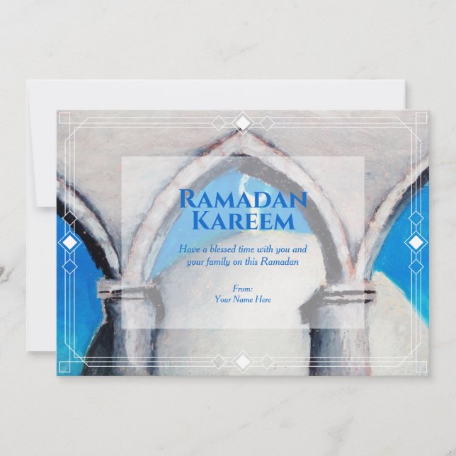 Cartão de Boas Festas do Ramadão com Desenho Autên (Frente)