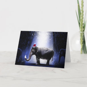 CARTÃO DE BOAS-FESTAS DOBRADO COM ELEFANTE COM CHA