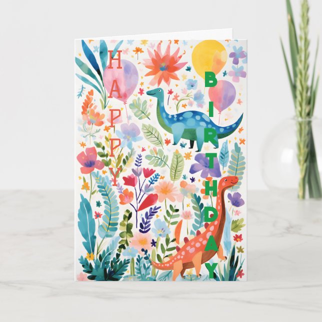 Cartão de Boas-Festas Dobrado de Colagem de Dinoss (Frente)