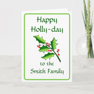 Cartão de Boas Festas Dobrado Feliz Azevinho