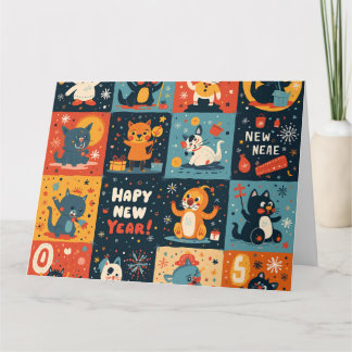 Cartão de Boas Festas Dobrado para Ano Novo