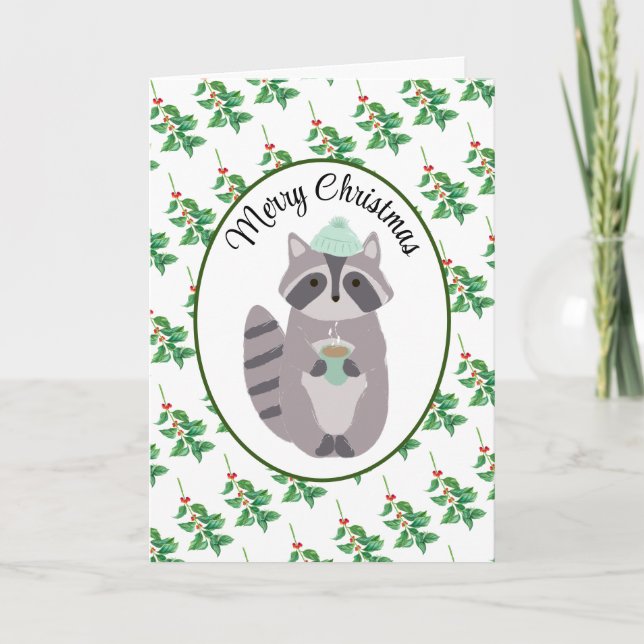 Cartão de Boas Festas Dobrável Bebendo Meu Cacau d (Frente)