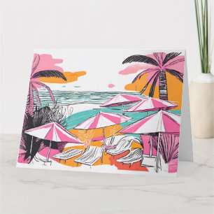 Cartão de Boas Festas Dobrável de Férias de Verão
