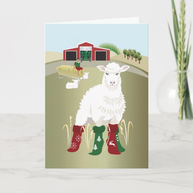 Cartão de Boas Festas Dobrável 'Meias de Natal' (Frente)