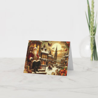 Cartão de Boas Festas Dobre de Papai Noel Vitorian