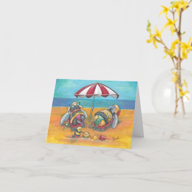 Cartão de Boas Festas em Branco da Abelha (Flor Amarela)