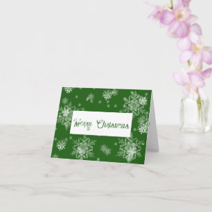 Cartão de Boas Festas Flocos de Neve Natal Verde