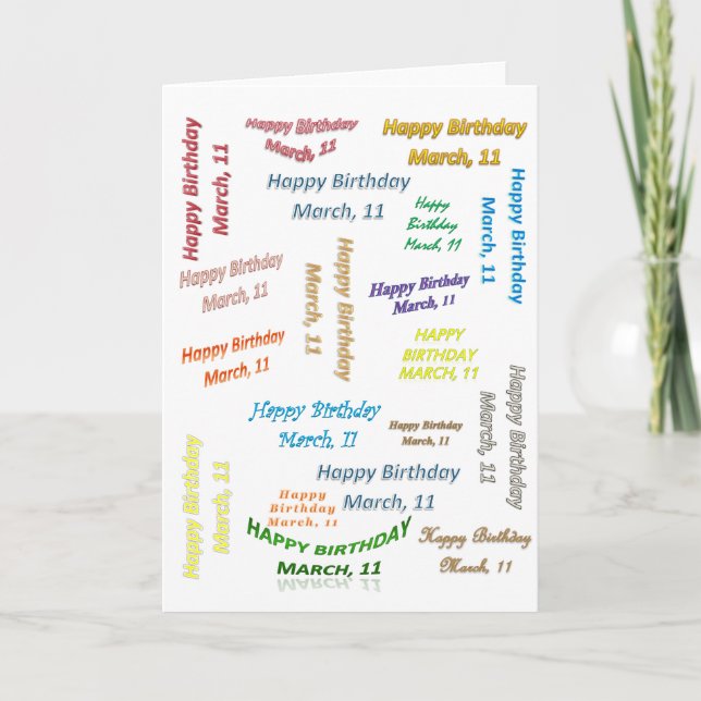 Cartão de Boas Festas Março, 11 Aniversário (Frente)