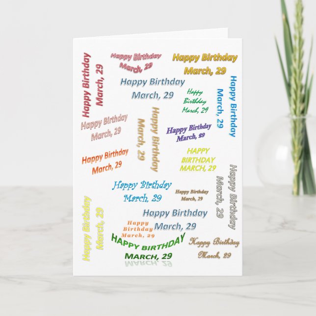 Cartão de Boas Festas Março, 29 Aniversário (Frente)