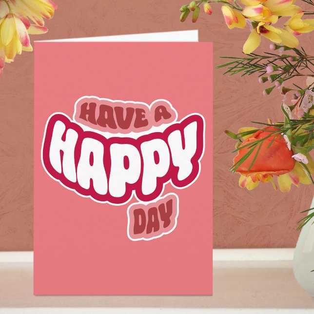Cartão de Boas Festas Moderno com Texto Dia (Anive (Greeting Card - Pink)