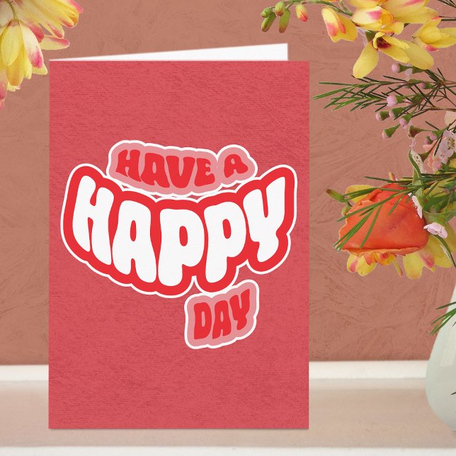 Cartão de Boas Festas Moderno Dobrado com Texto de (Greeting Card - Dark Pink)