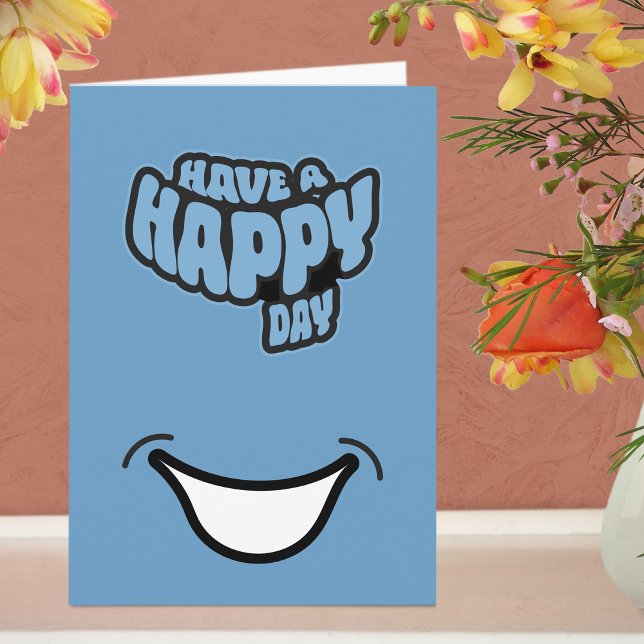 Cartão de Boas Festas Moderno Dobrado com Texto de (Greeting Card - Blue)