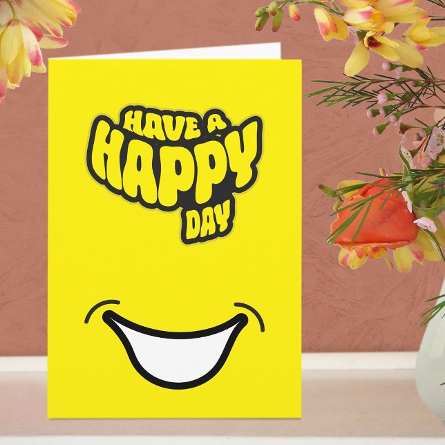 Cartão de Boas Festas Moderno Dobrado com Texto de (Greeting Card - Yellow)