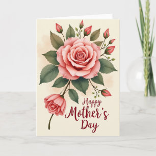 Cartão de Boas Festas para o Dia das Mães Floridas
