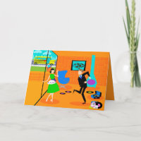 Cartão de Boas Festas para Pais Retrô Felizes