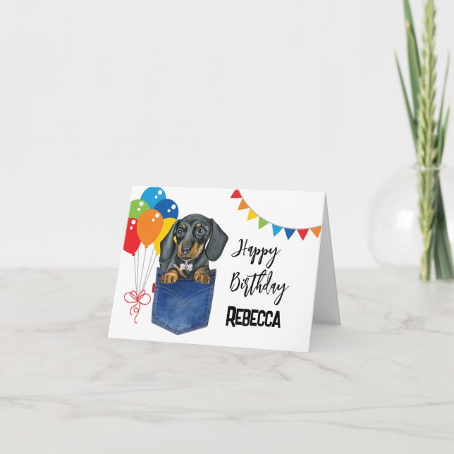 Cartão de Boas-Festas Personalizado Dachshund Sals (Frente)