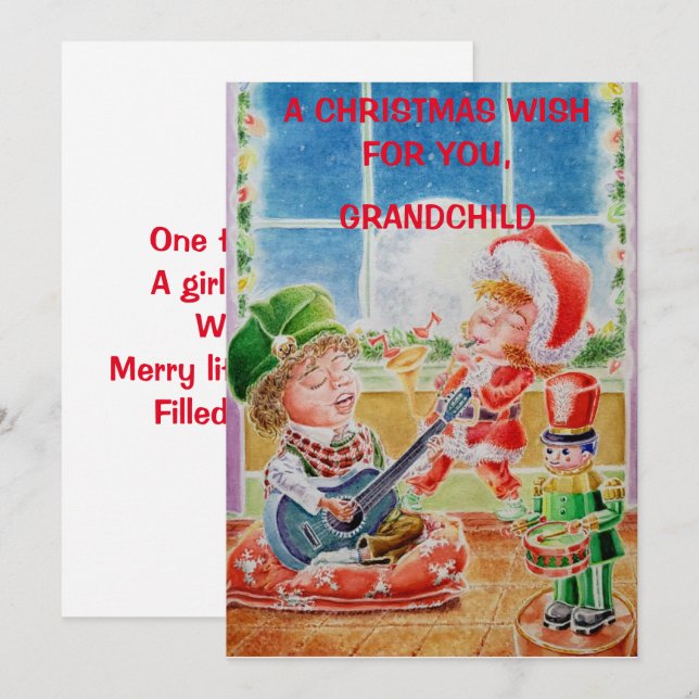 Cartão de Boas Festas Personalizado para Netos (Frente/Verso)