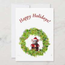 Cartão de Boas Festas - Rato de Papai Noel em Grin