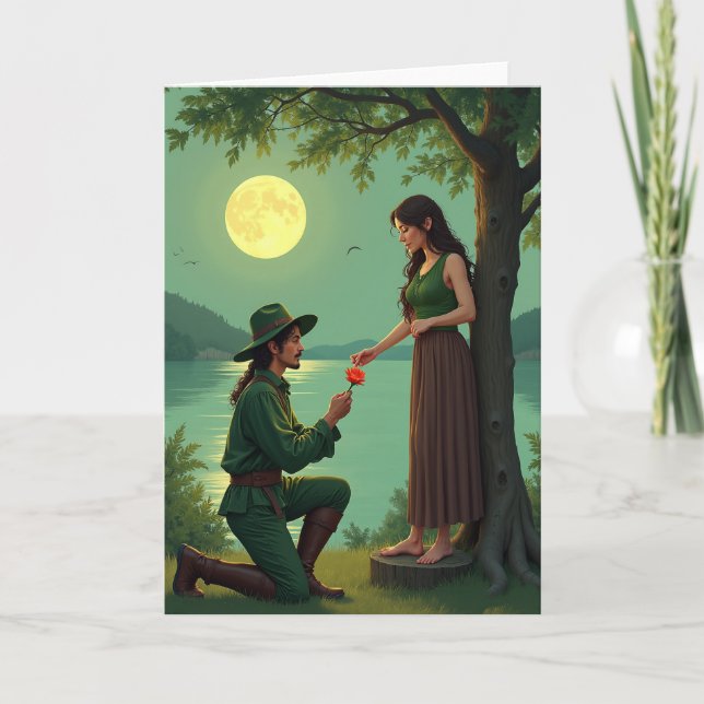 Cartão de Boas Festas Romance ao Luar (Frente)