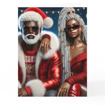 Cartão de Boas Festas Sr e Sra Papai Noel Dobrado