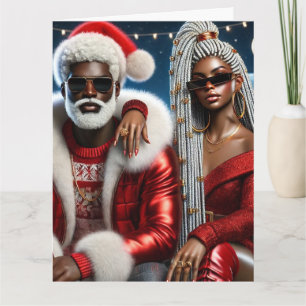 Cartão de Boas Festas Sr e Sra Papai Noel Dobrado