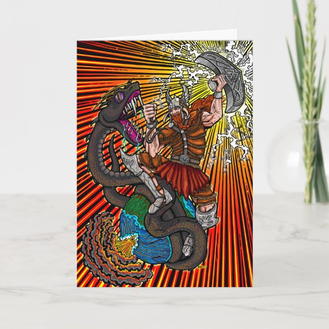 Cartão de Boas Festas Thor vs. Jörmungandr (Frente)