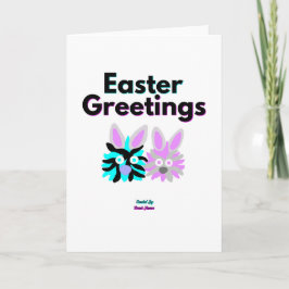 Cartão de Boas Festas Vertical Padrão Bunny Fuzzie