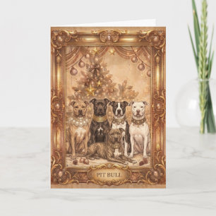 Cartão de Boas Festas Vintage Pit Bull - Elegante
