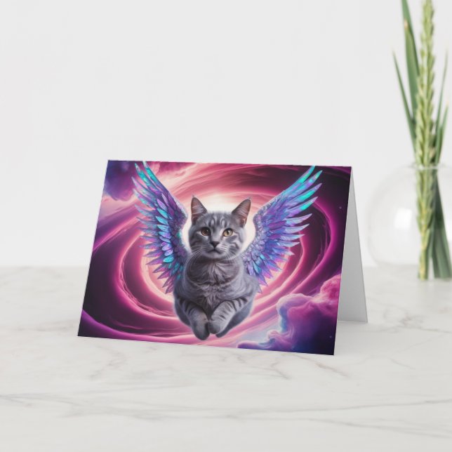 Cartão de Boas Vindas Anjo Atigrado Voador Fofo (Frente)
