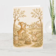 Cartão de Boas-Vindas Aquarela Cottage Meadow 