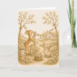 Cartão de Boas-Vindas Aquarela Cottage Meadow 