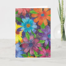 Cartão de Boas-Vindas com Aquarela Floral Roxa Ele