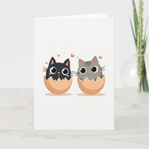 Cartão de Boas Vindas com Dois Gatinhos
