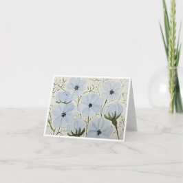 Cartão de Boas Vindas com Flores Azuis Ondulantes