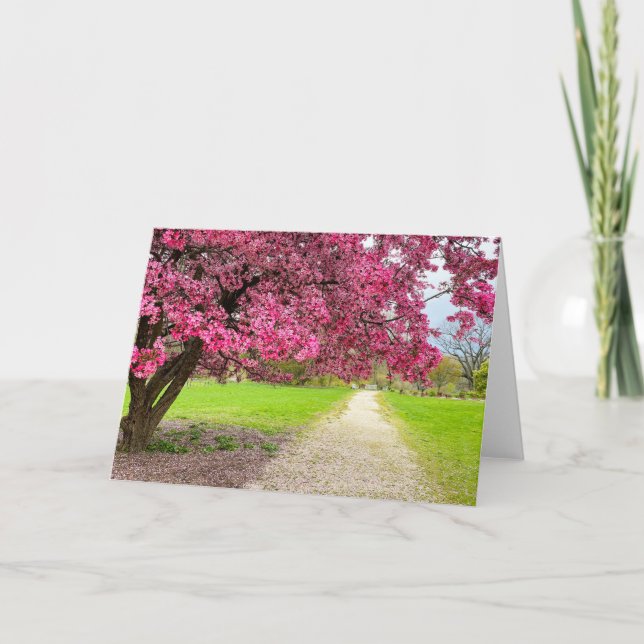 Cartão de Boas-Vindas com Flores Cor-de-Rosa (Frente)