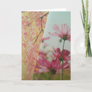 Cartão de Boas-Vindas com Flores Rosas Dobradas