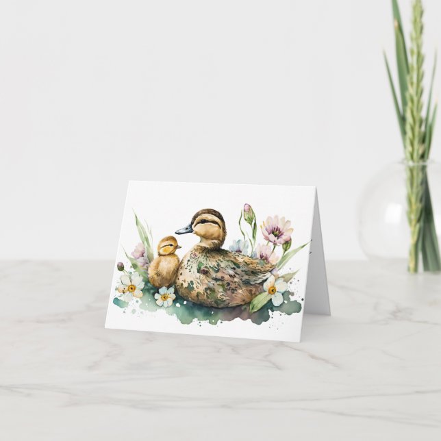 Cartão de Boas Vindas com pintura de Mãe Pata e Pa (Frente)