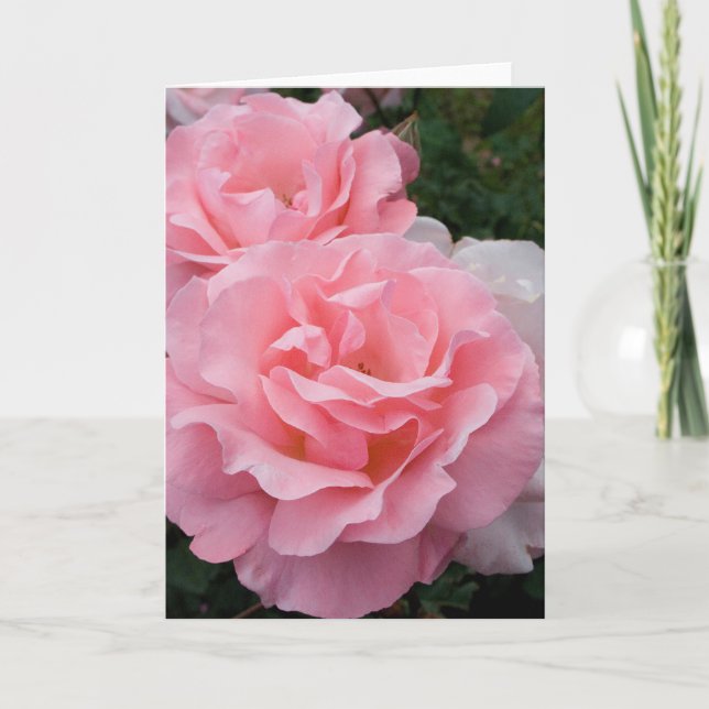 Cartão de Boas Vindas com Rosas Rosa (Frente)
