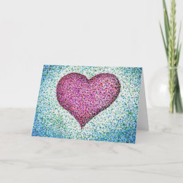 Cartão de Boas Vindas Coração Rosa Pointillismo