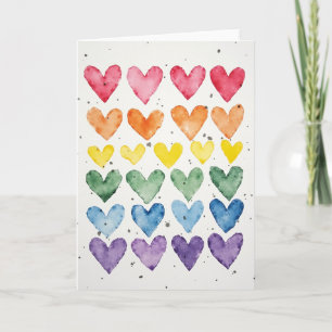 Cartão de Boas-Vindas Corações Aquarela Arco-Íris