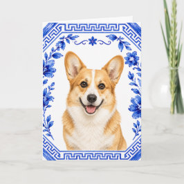Cartão de Boas-Vindas Corgi Elegante | Chinois Azu
