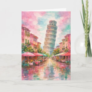 Cartão de Boas-Vindas da Torre de Pisa Inclinada, 