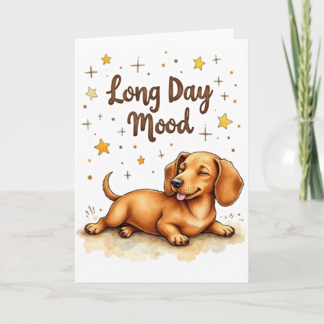 Cartão de Boas-Vindas Dachshund "Humor de Longo Di (Frente)
